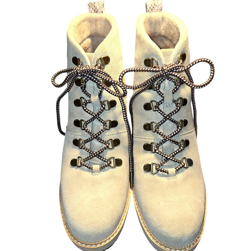Toms 9 Brown Women's Combat Boots With 3 Inch Wedge Heel Shoes Laces